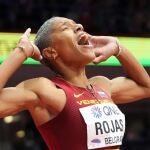 Yulimar Rojas, feliz tras batir el récord del mundo de triple salto