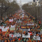 Manifestación de agricultores y ganaderos en Atocha bajo el lema “Juntos por el campo”.