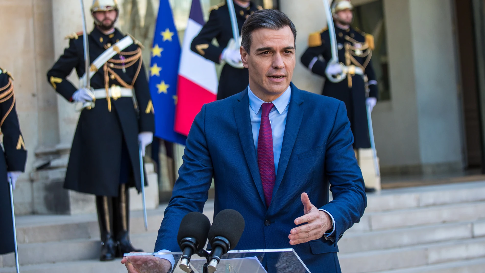 El presidente, Pedro Sánchez, hoy en París