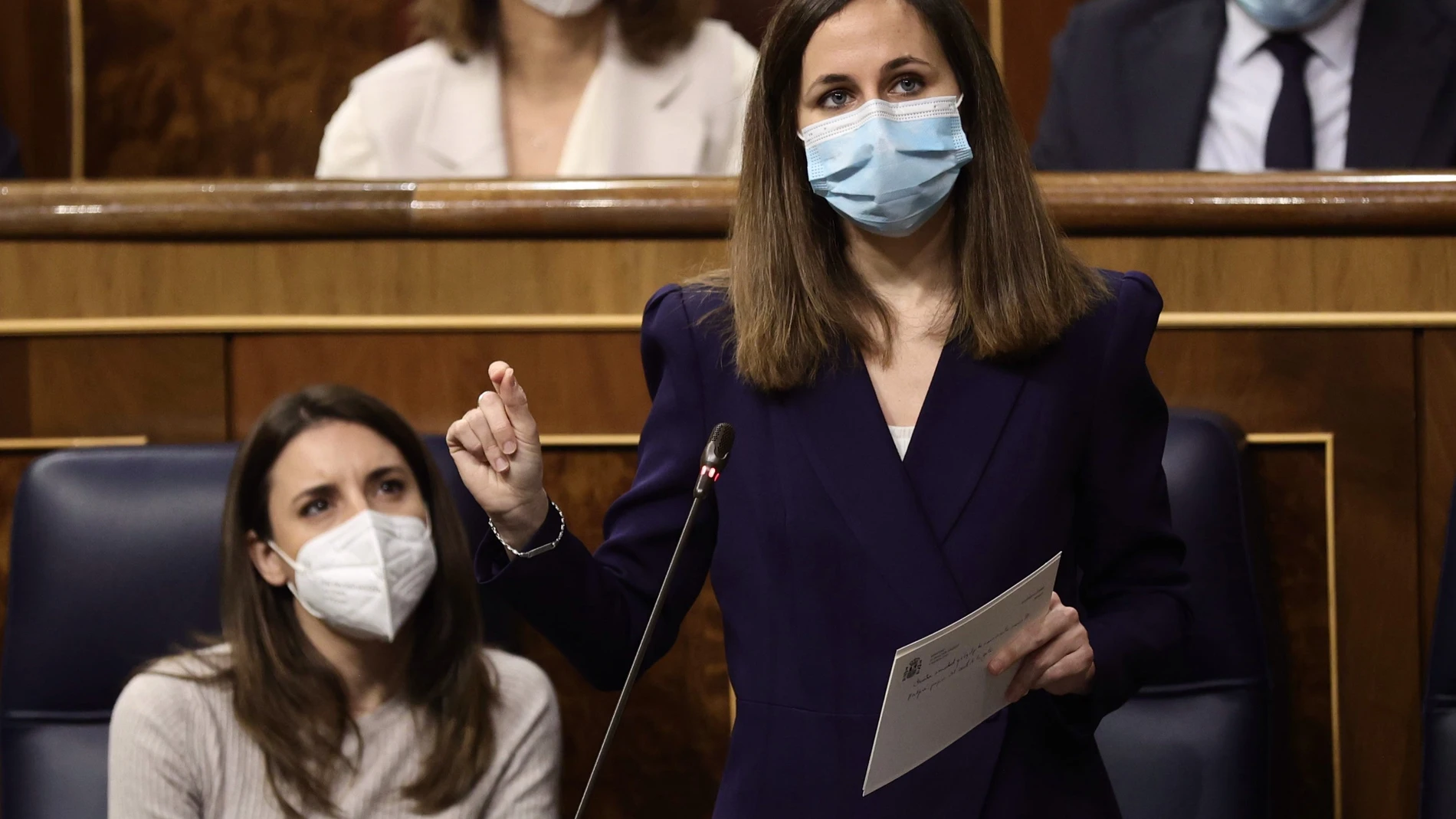 La secretaria general de Podemos y ministra de Derechos Sociales y Agenda 2030, Ione Belarra, en el Congreso de los Diputados