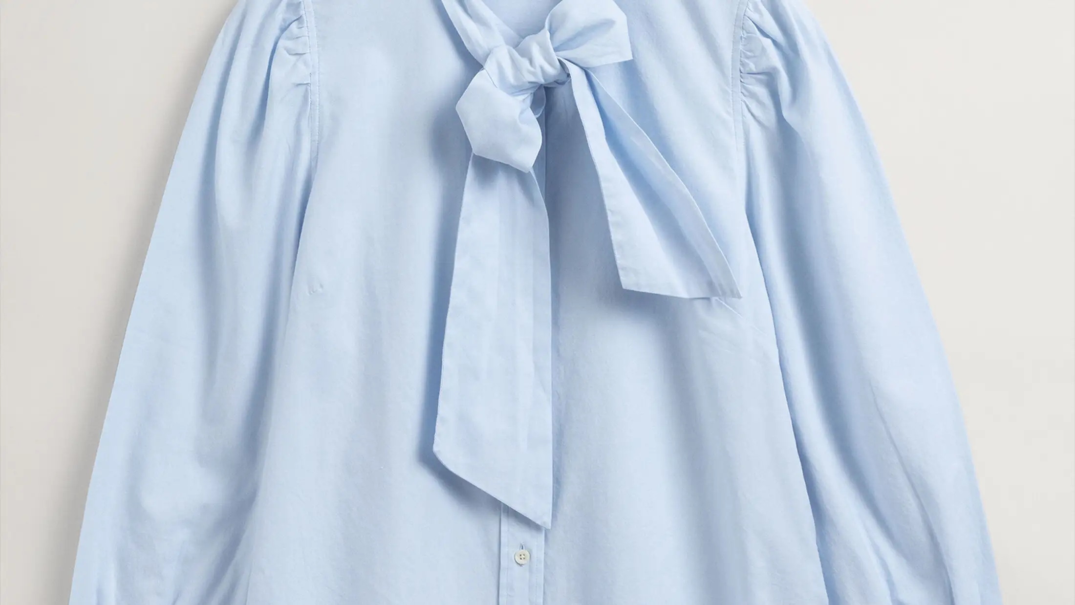 Camisa Oxford de manga abullonada con lazo, de Gant