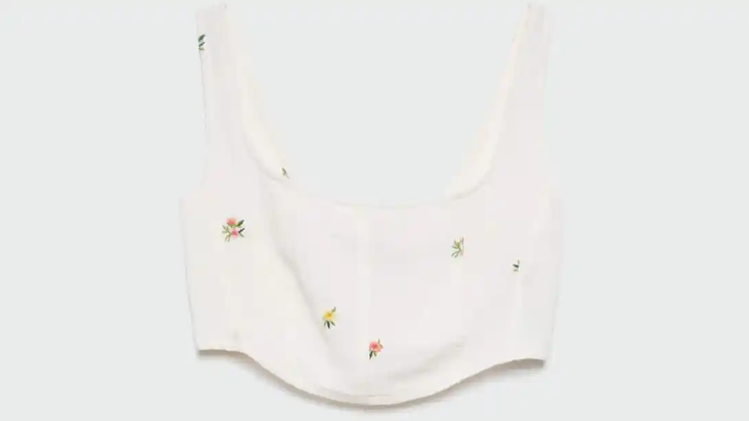 Top corset Bridgerton bordado, de Stradivarius