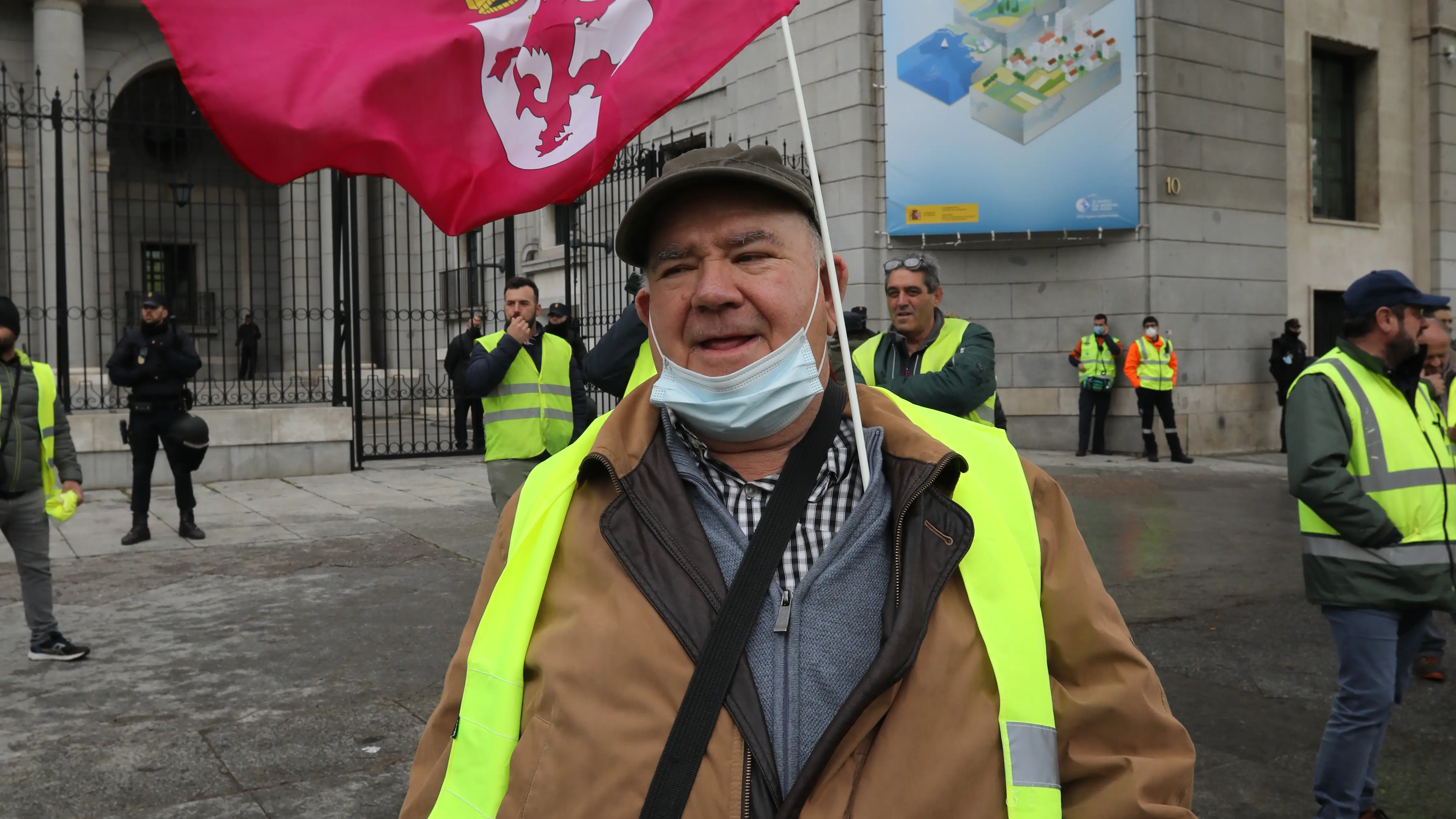 Juanjo Gordon en la manifestación de transportistas convocada este viernes por la Plataforma Nacional por la Defensa del Transporte