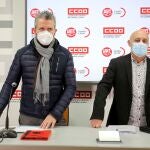 El secretario de Acción Sindical, Salud Laboral y Medio Ambiente de CCOO Castilla y León, Fernando Fraile, y el secretario de Acción Sindical de UGT CyL, Raúl Santa Eufemia