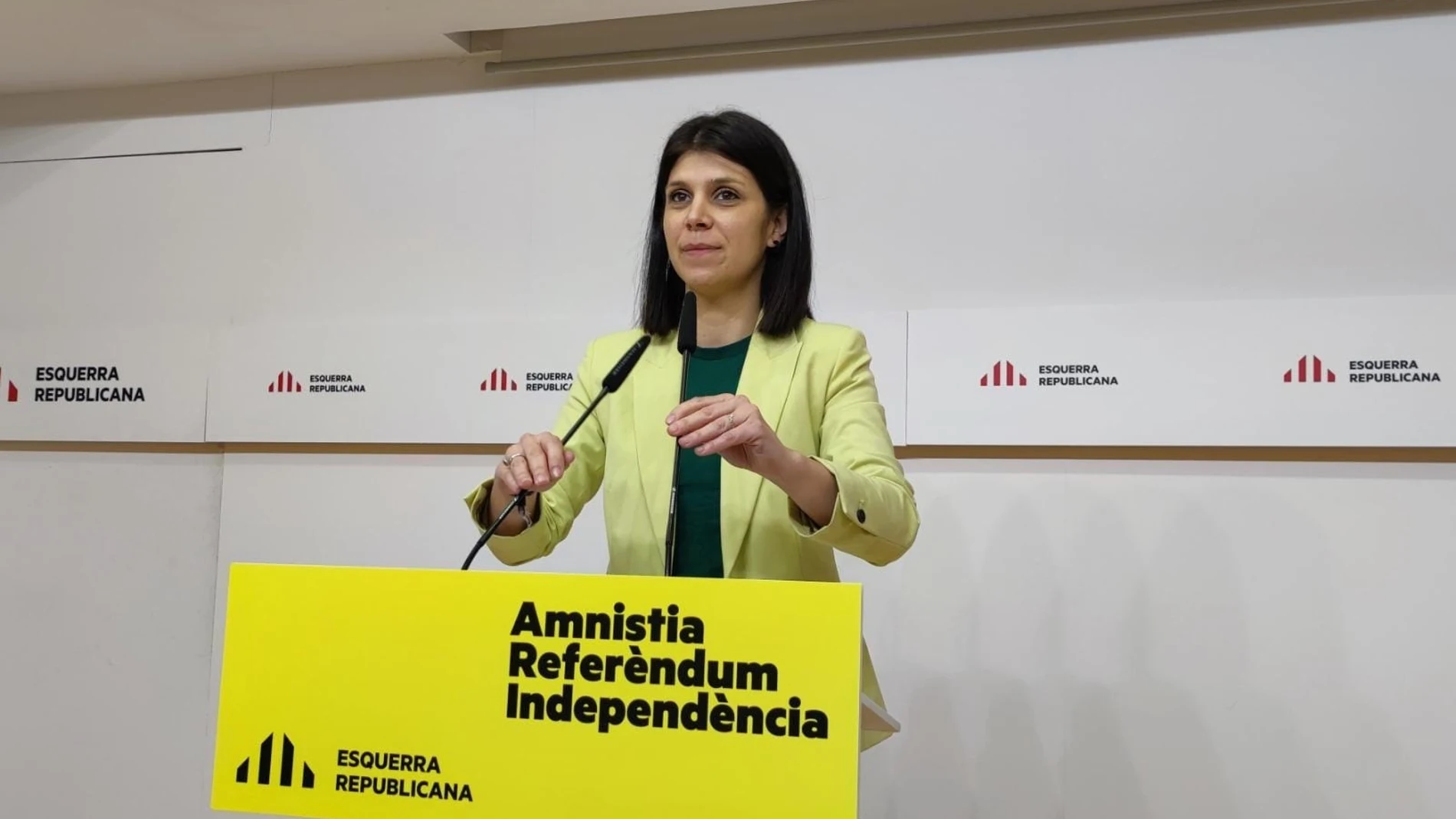 La secretaria general adjunta y portavoz de ERC, Marta Vilalta, en rueda de prensa.