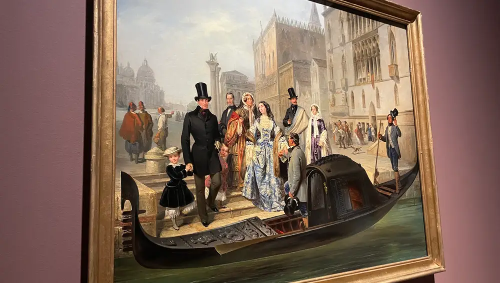 La familia Tolstoy en Venecia (1855) Giulio Carlini, Venecia, 1826-1887 Uno de los cuadros del Museo Hermitage de San Petesburgo en préstamo para la muestra Grand Tour de la Gallería d'Italia en Milán