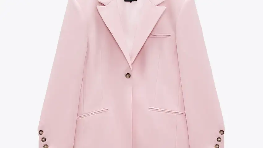 Blazer larga rosa palo.