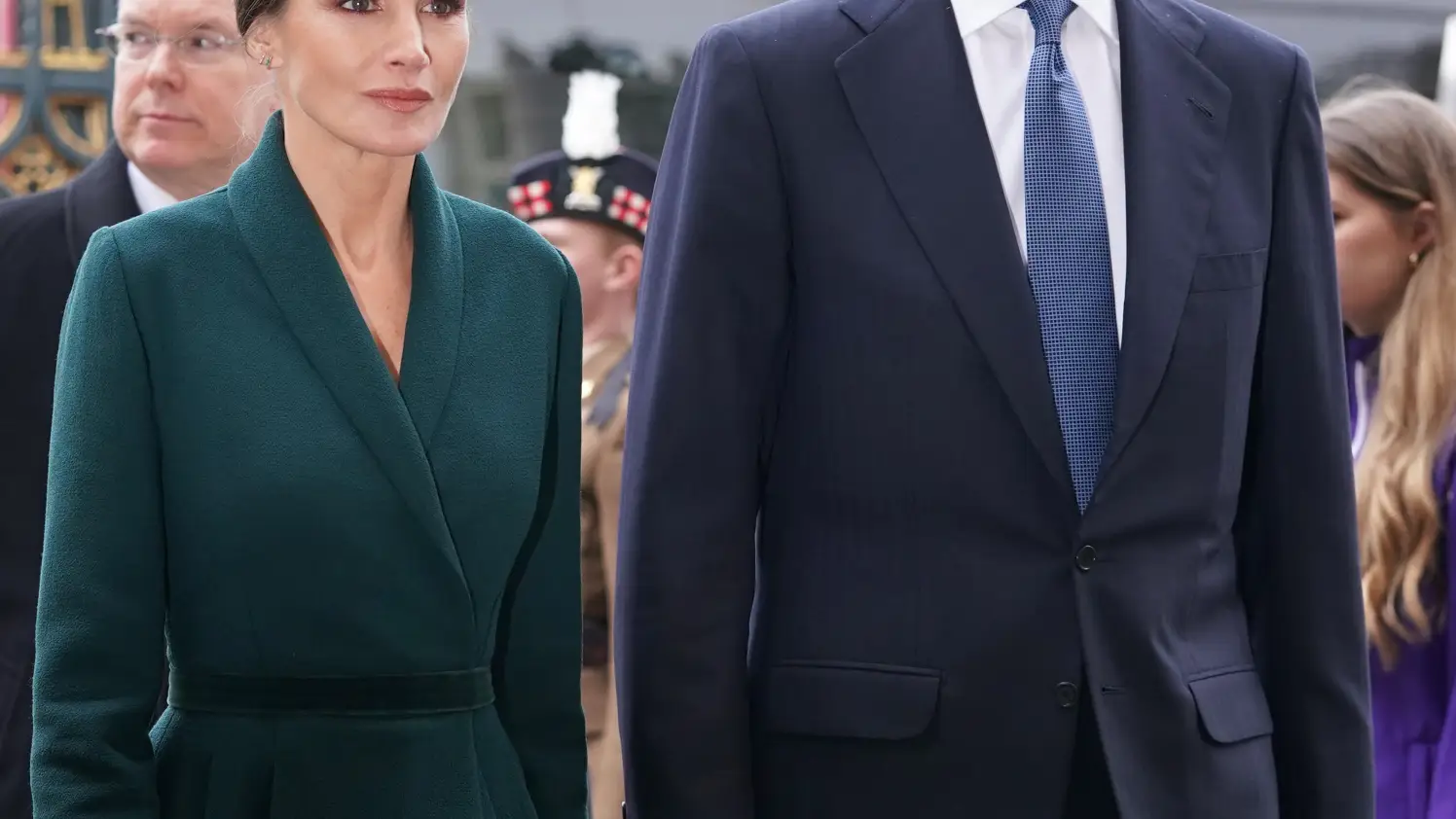 El Rey Felipe y la Reina Letizia de España asisten a un Servicio de Acción de Gracias por el Príncipe Felipe, Duque de Edimburgo en la Abadía de Westminster en Londres, el martes 29 de marzo de 2022.