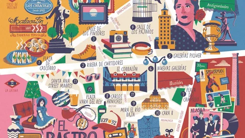 Mapa ilustrado de El Rastro por Daniel Diosdado.