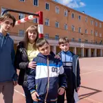 Un grupo de niños ucranianos refugiados, matriculados en el colegio Salesiano San José de Salamanca: Nazar, Dasha, Marc y Volodar