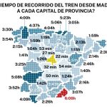 Tiempos de recorrido de los trenes desde Madrid a las capitales de provincia