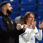 Karim Benzem y Luka Modric celebran la victoria