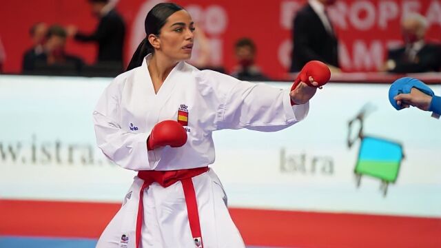 María Torres, durante un combate