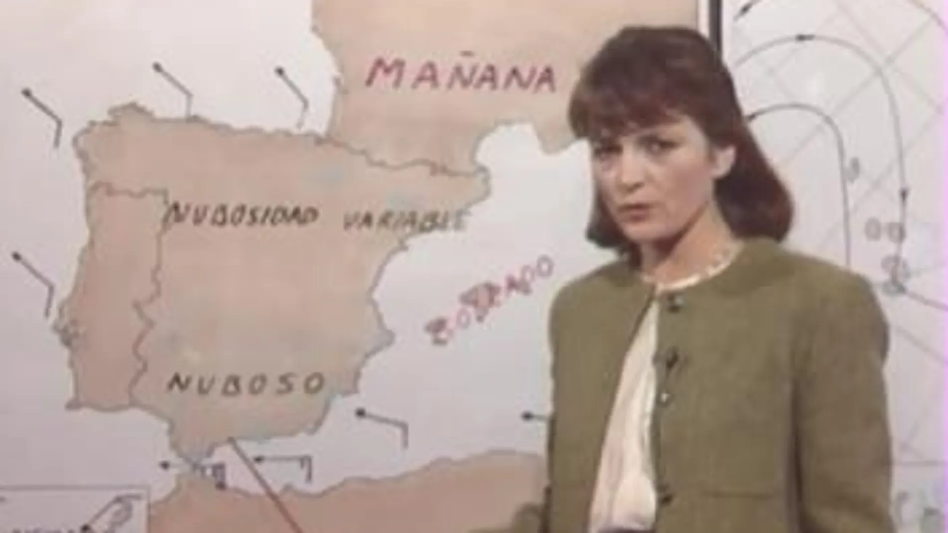 Pilar Sanjurjo durante una de sus predicciones meteorológicas en TVE