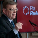 El president de la Generalitat, Ximo Puig, durante la presentación del plan Reactiva de respuesta a la crisis económica generada por la guerra en Ucrania