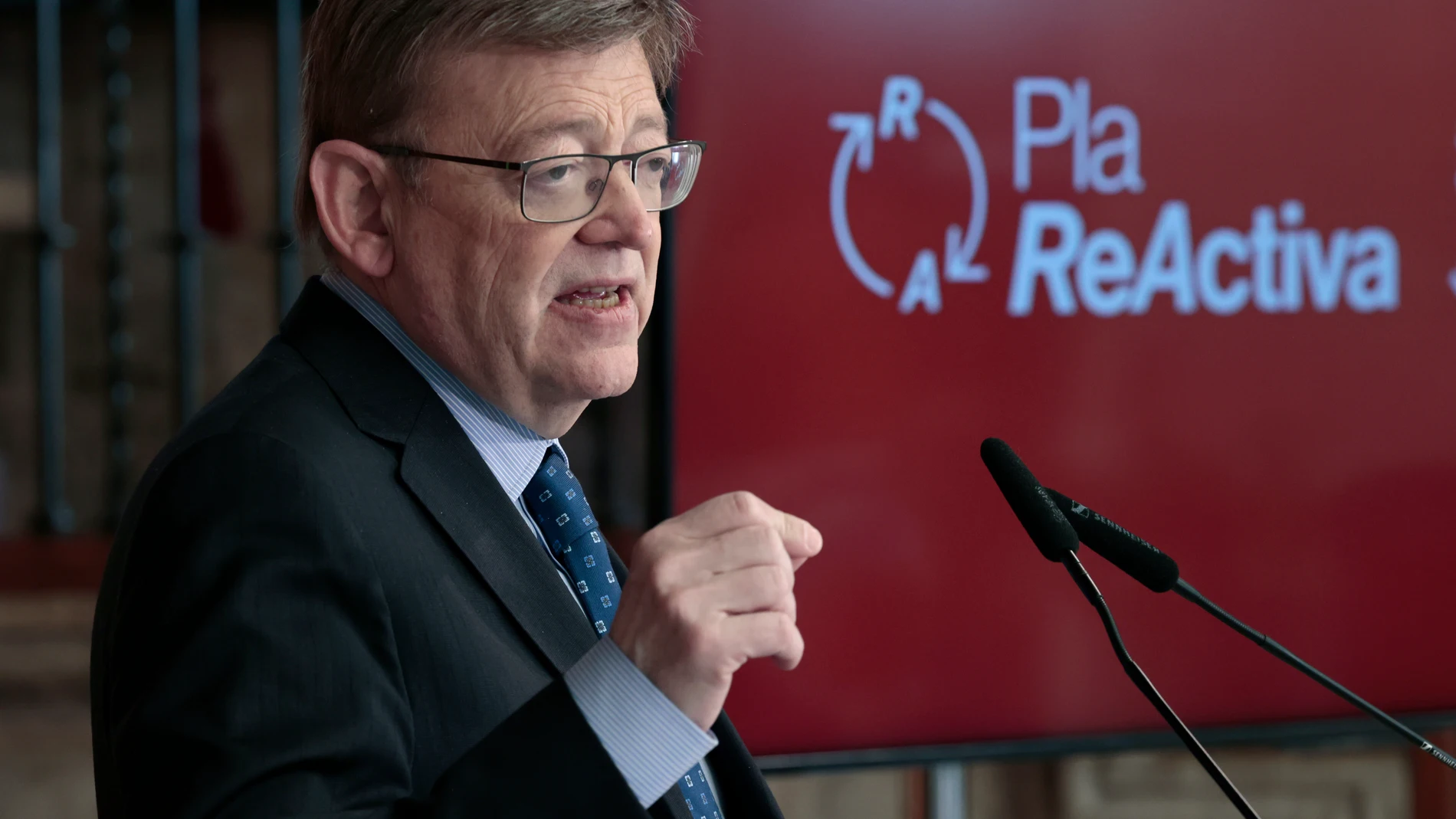 El president de la Generalitat, Ximo Puig, durante la presentación del plan Reactiva de respuesta a la crisis económica generada por la guerra en Ucrania