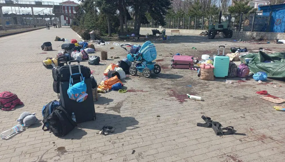 Esta foto de la matanza en Kramatorsk ha sido publicada por el p presidente Zelenski en su canal de Telegram