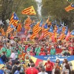 Imagen de una manifestación convocada por la ANC para conmemorar el referéndum unilateral del 1-O