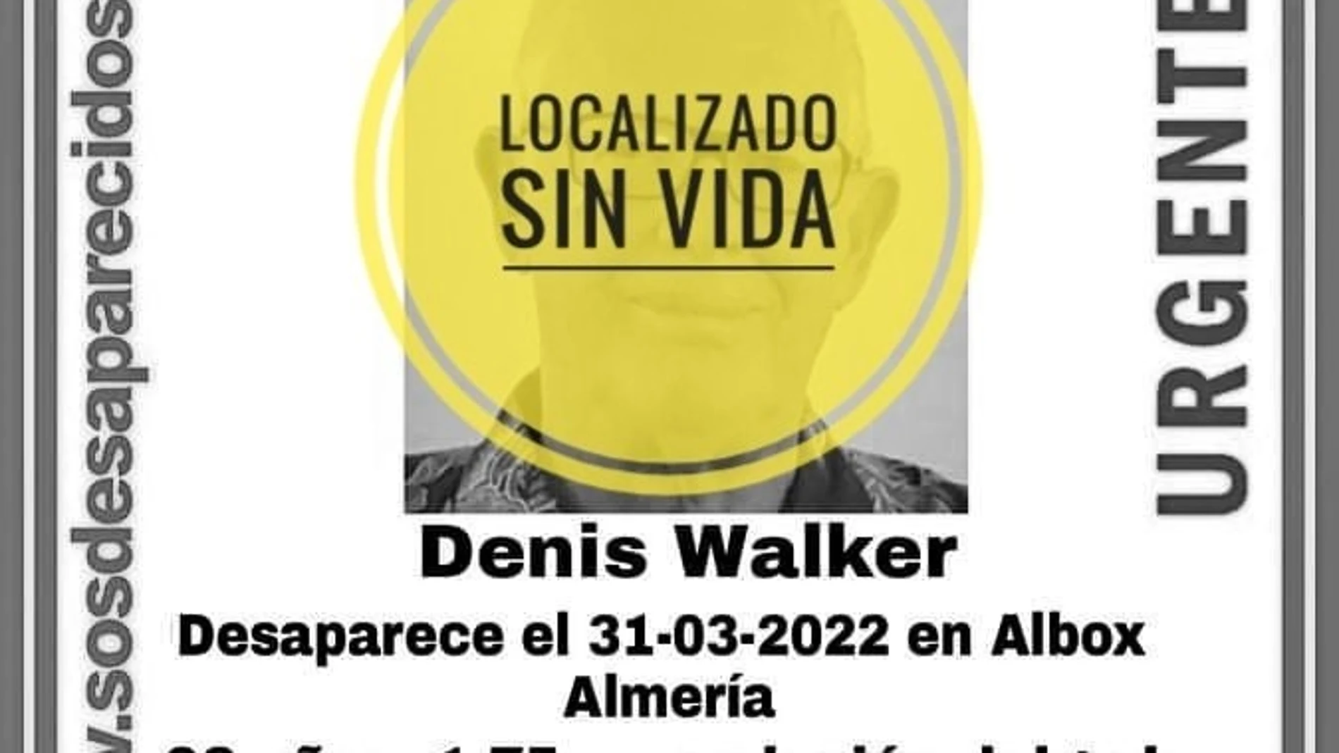 SOS Desaparecidos confirmó la aparición de Denis Walker sin vida. SOS DESAPARECIDOS