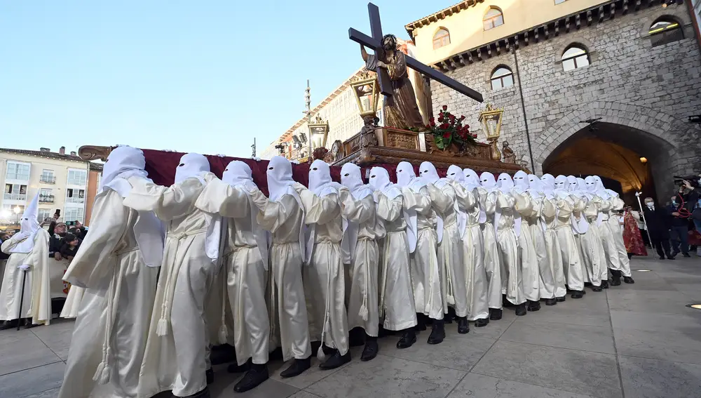 Procesión del Encuentro en la jornada del Jueves Santo de la Semana Santa de Burgos