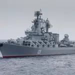 Imagen de la joya de la Armada rusa en el Mar Negro, antes de ser destruida por un misil ucraniano