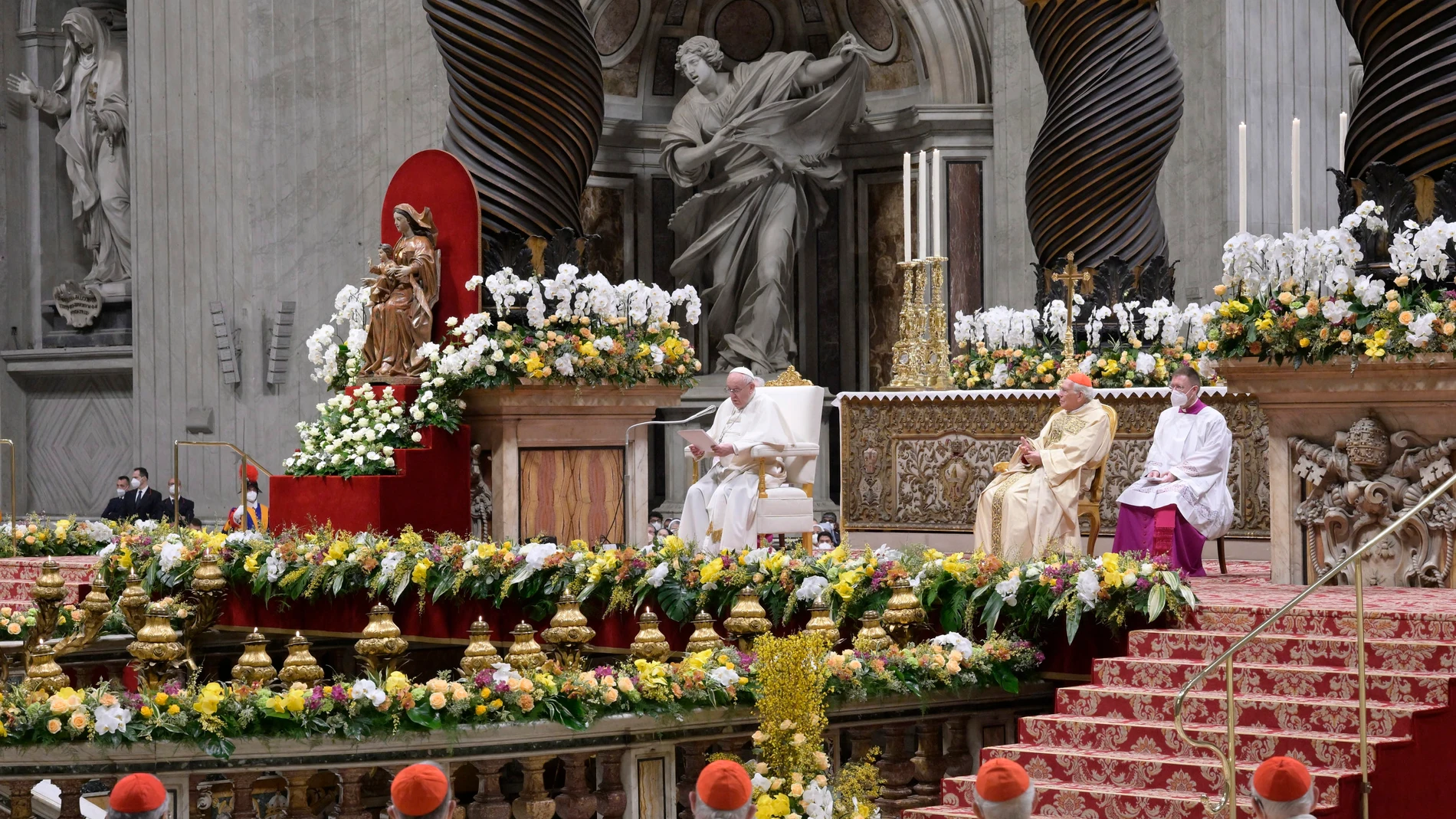 El Papa Francisco, ayer durante el acto religioso
