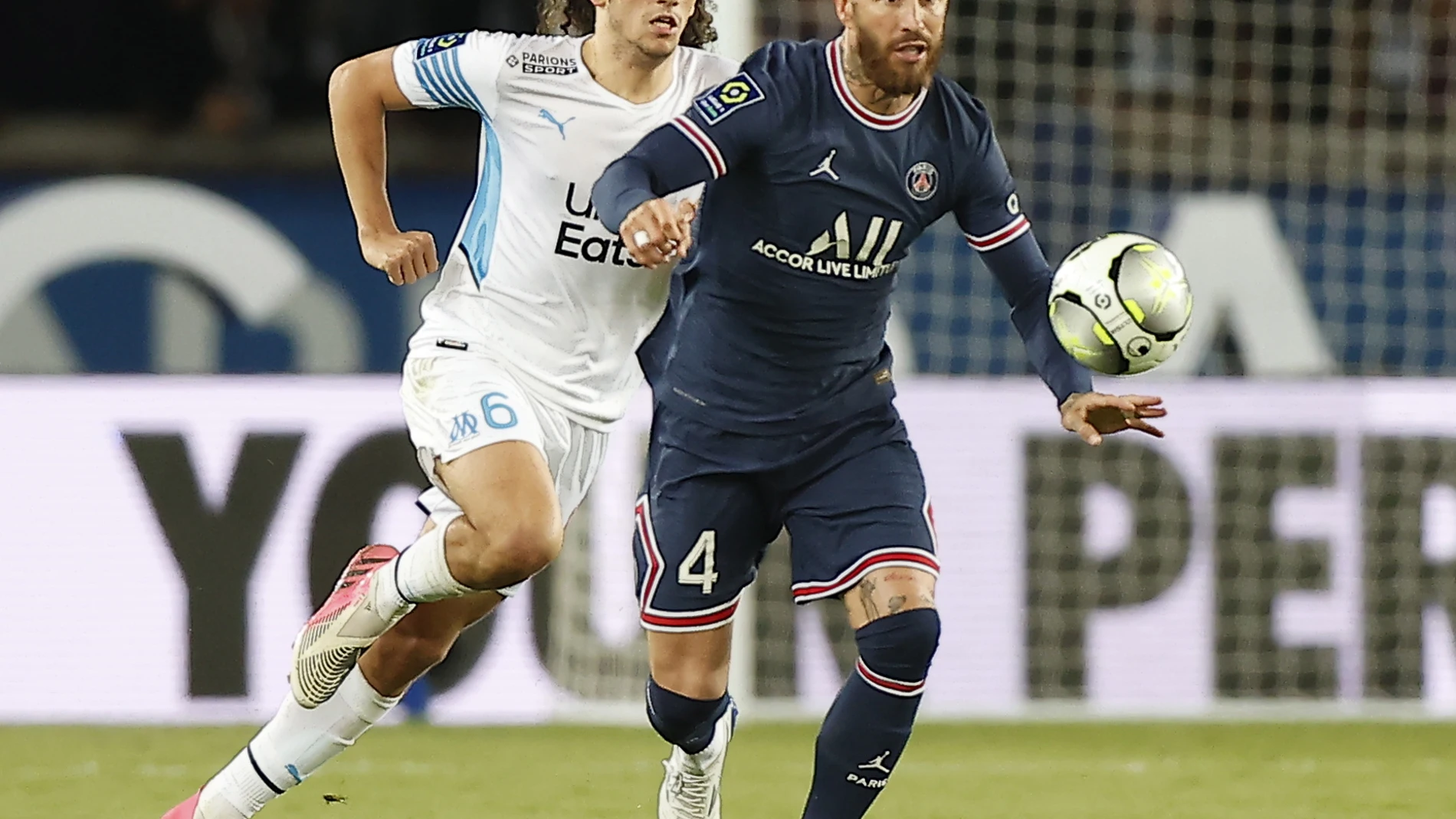 Sergio Ramos, en el partido del PSG contra el Olympique de Marsella