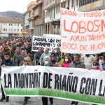 Movilización convocada a iniciativa de un grupo de ganaderos locales de Riaño (León) para protestar contra la protección del lobo