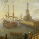 «Un navío español de tres puentes anclado frente a Nápoles» (1669), óleo de Abraham Willaerts