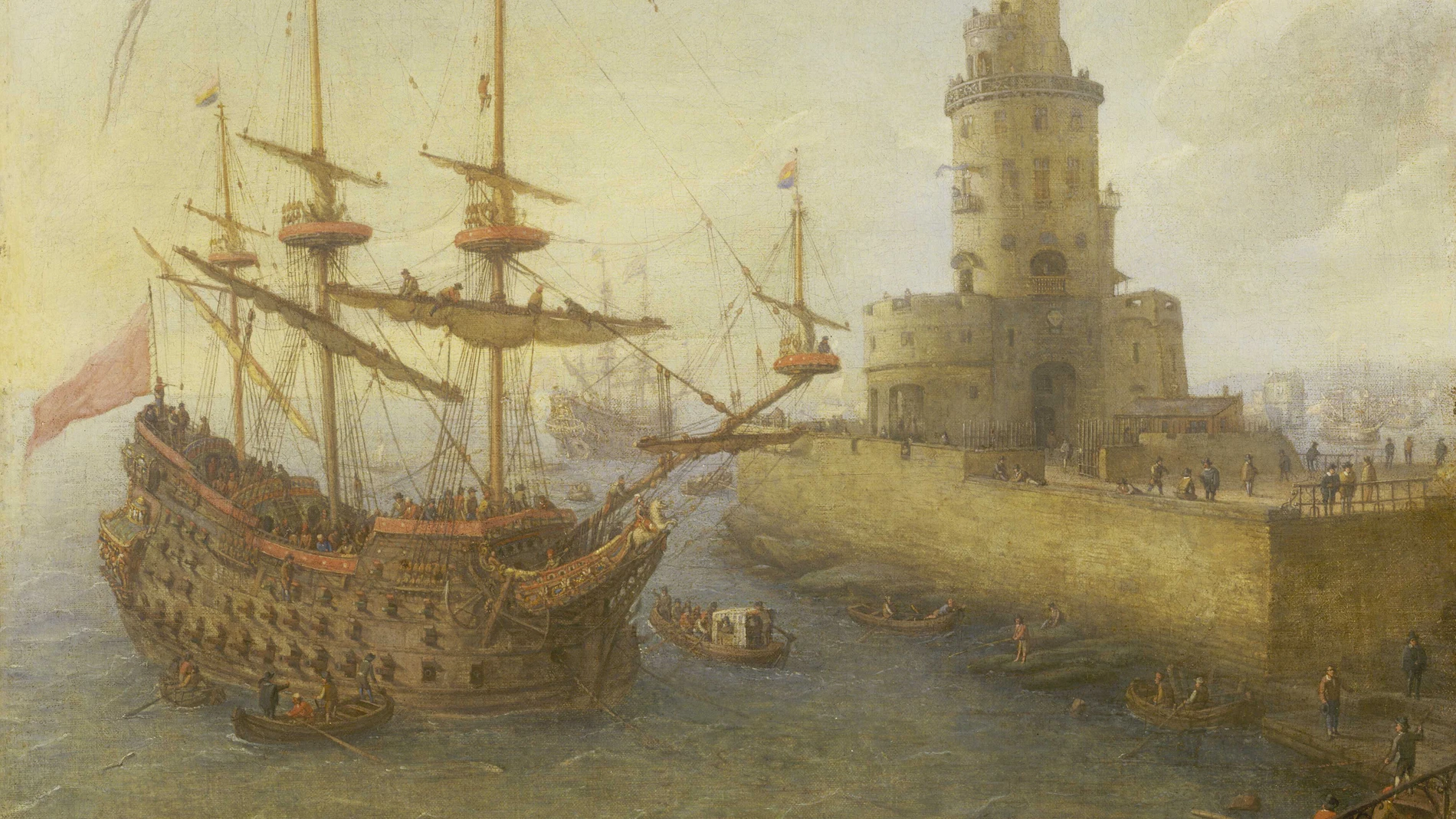 «Un navío español de tres puentes anclado frente a Nápoles» (1669), óleo de Abraham Willaerts
