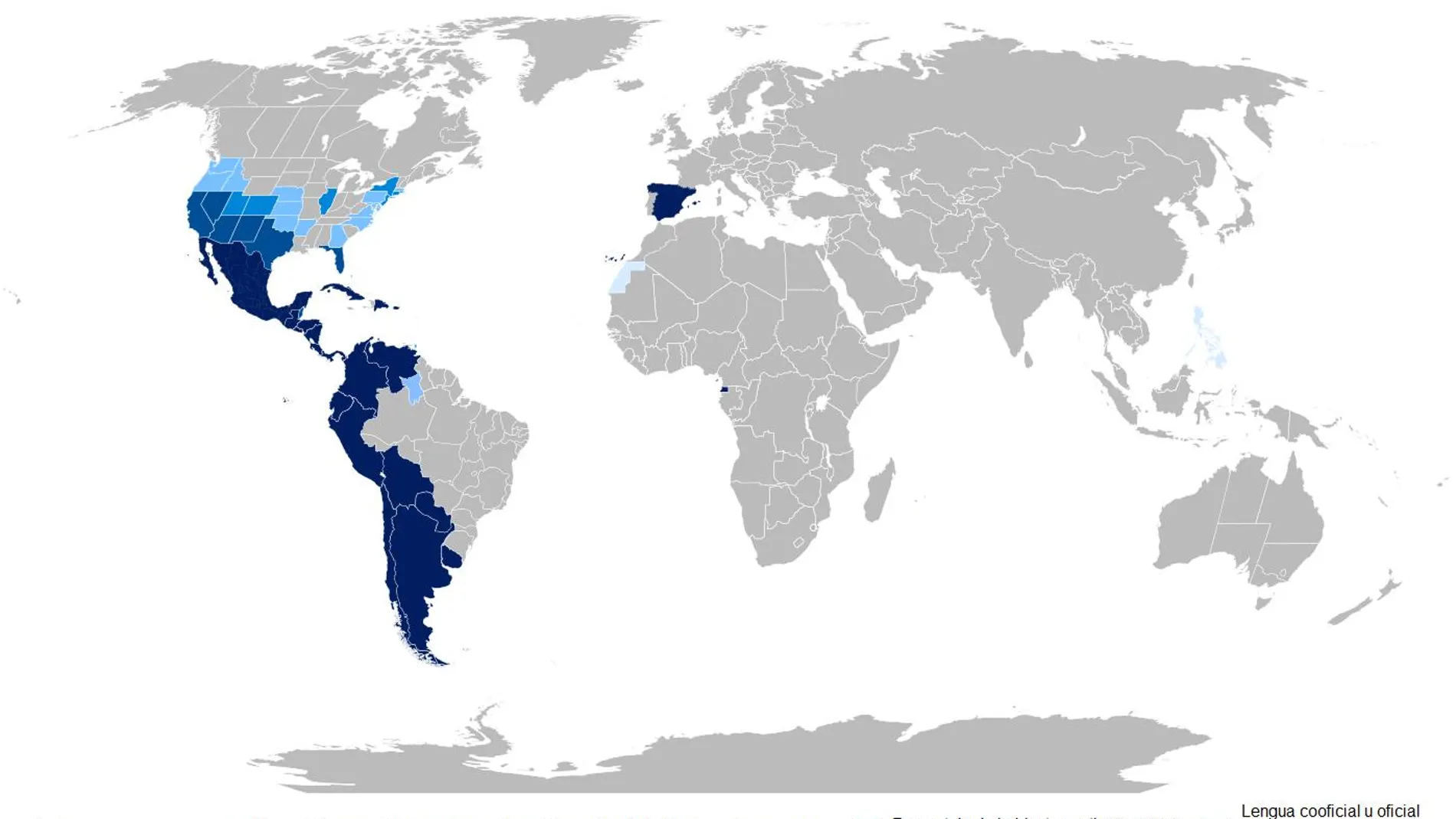 El mapa de la lengua española en el mundo