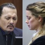 Johnny Depp y Amber Heard durante el juicio por difamación