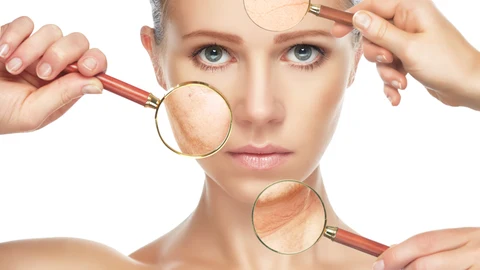 Efecto de la piel, arrugas , envejecimiento, mujer, edad