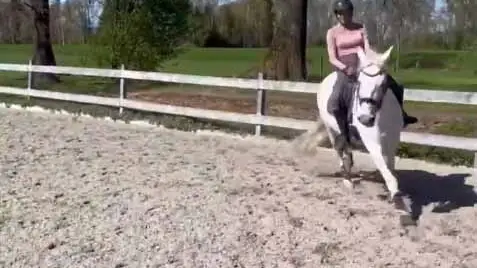 Vídeo compartido por Fernando Alonso en Instagram en el que se ve a Andrea Schlager montando a caballo.