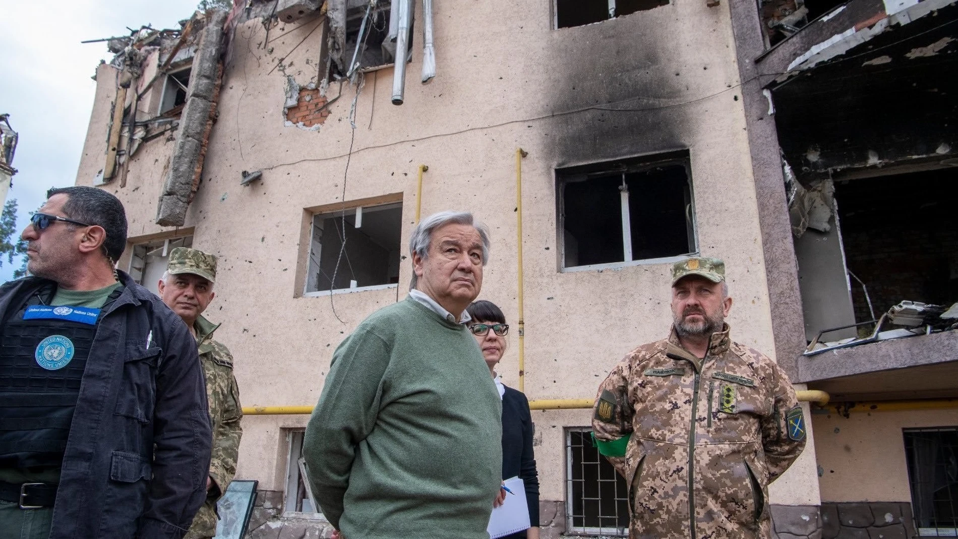 El secretario general de la ONU, António Guterres, visita la capital de Ucrania, Kiev.