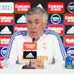 El entrenador italiano del Real Madrid, Carlo Ancelotti durante una rueda de prensa del Real Madrid