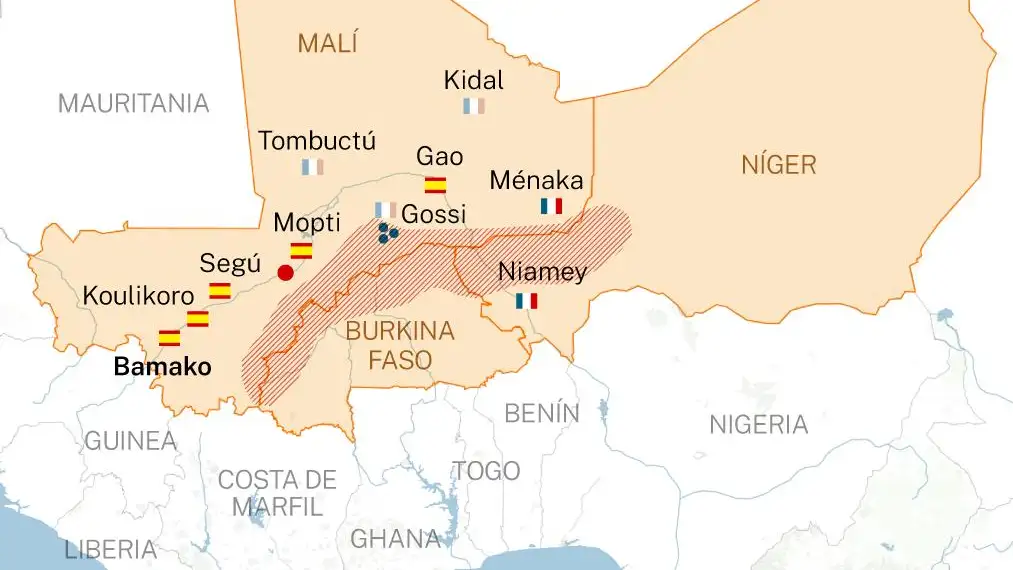 Zona conflictiva en Malí a mediados de junio.