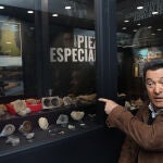 Vitrina con algunos de los fóslles palentinos donados por la familia Martín-Escobar