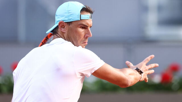 Rafa Nadal, durante uno de sus entrenamientos en el Caja Mágica