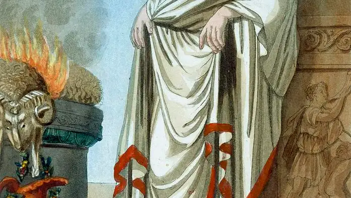 Ilustración de un pontifex maximus por Jacques Grasset de Saint-Sauveur | Dominio Público