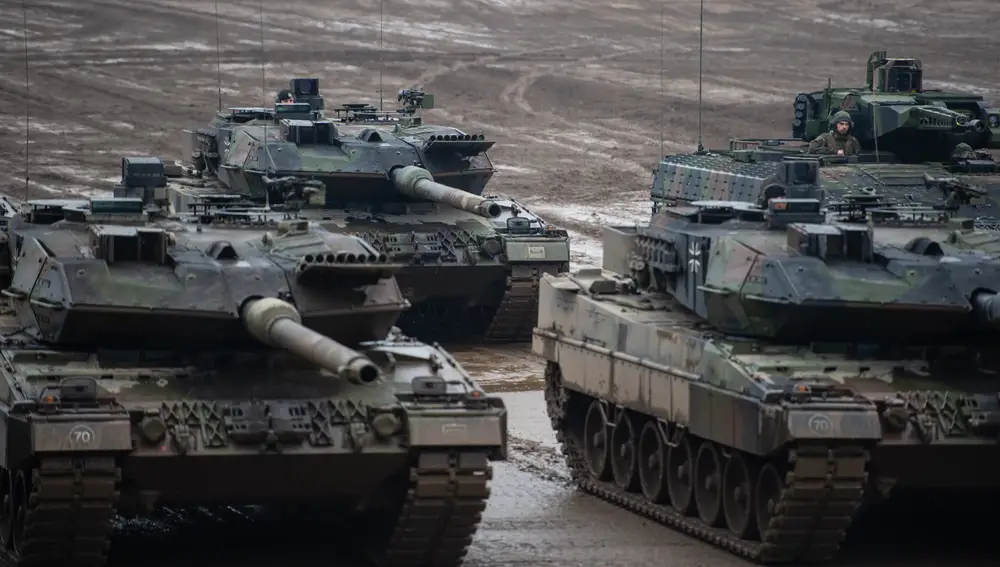 Tres tanques Leopard 2 en un ejercicio del Ejército alemán