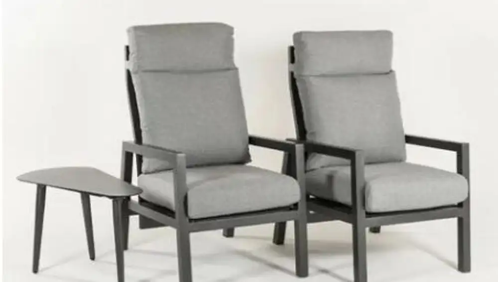 Conjunto de jardín con 2 sillones reclinables y mesita auxiliar