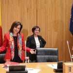 La ministra de Defensa, Margarita Robles, a su llegada a la Comisión de Defensa en el Congreso de los Diputados, a 4 de mayo de 2022, en Madrid (España)