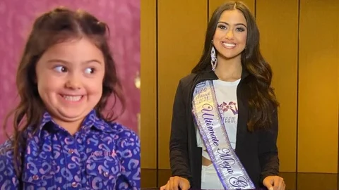 Kailia Posey cuando era niña junto a una foto reciente