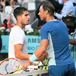 Carlos Alcaraz y Rafa Nadal, en el pasado Mutua Madrid Open.