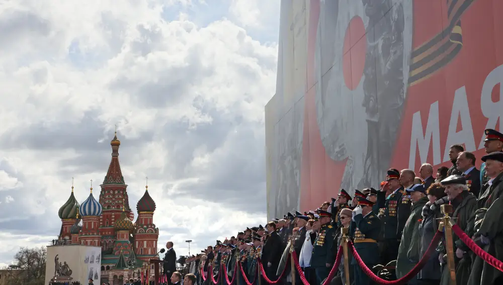El presidente Vladimir Putin durante su discurso en la Plaza Roja de Moscú