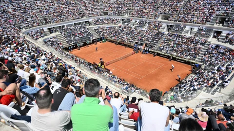 Pista central del Foro Itálico durante el Nadal-Isner de segunda ronda