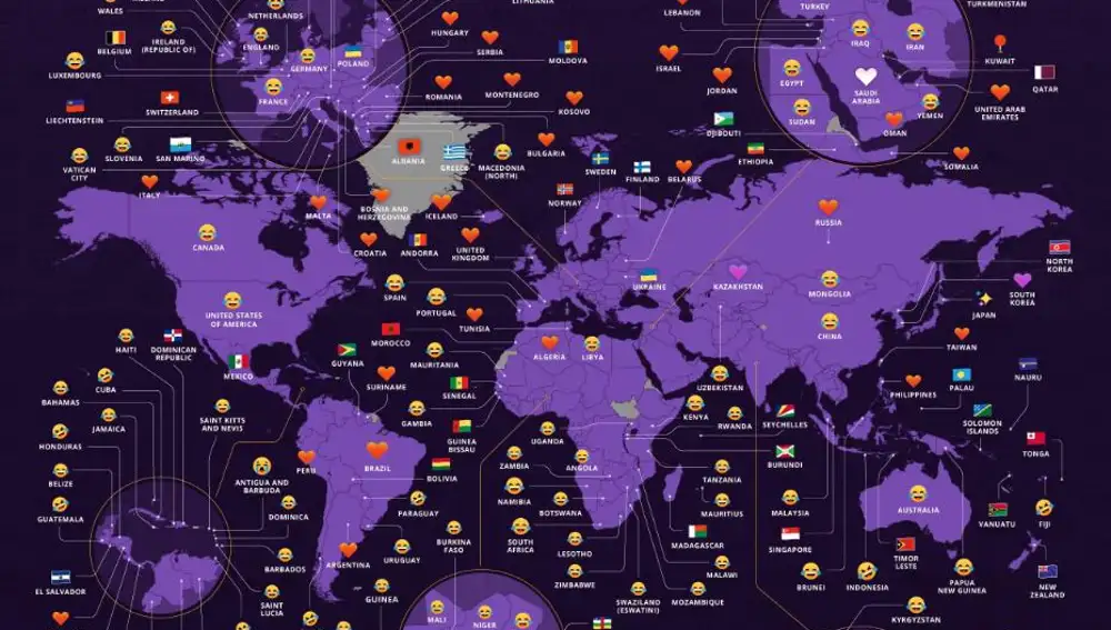 Mapa mundial de emojis.