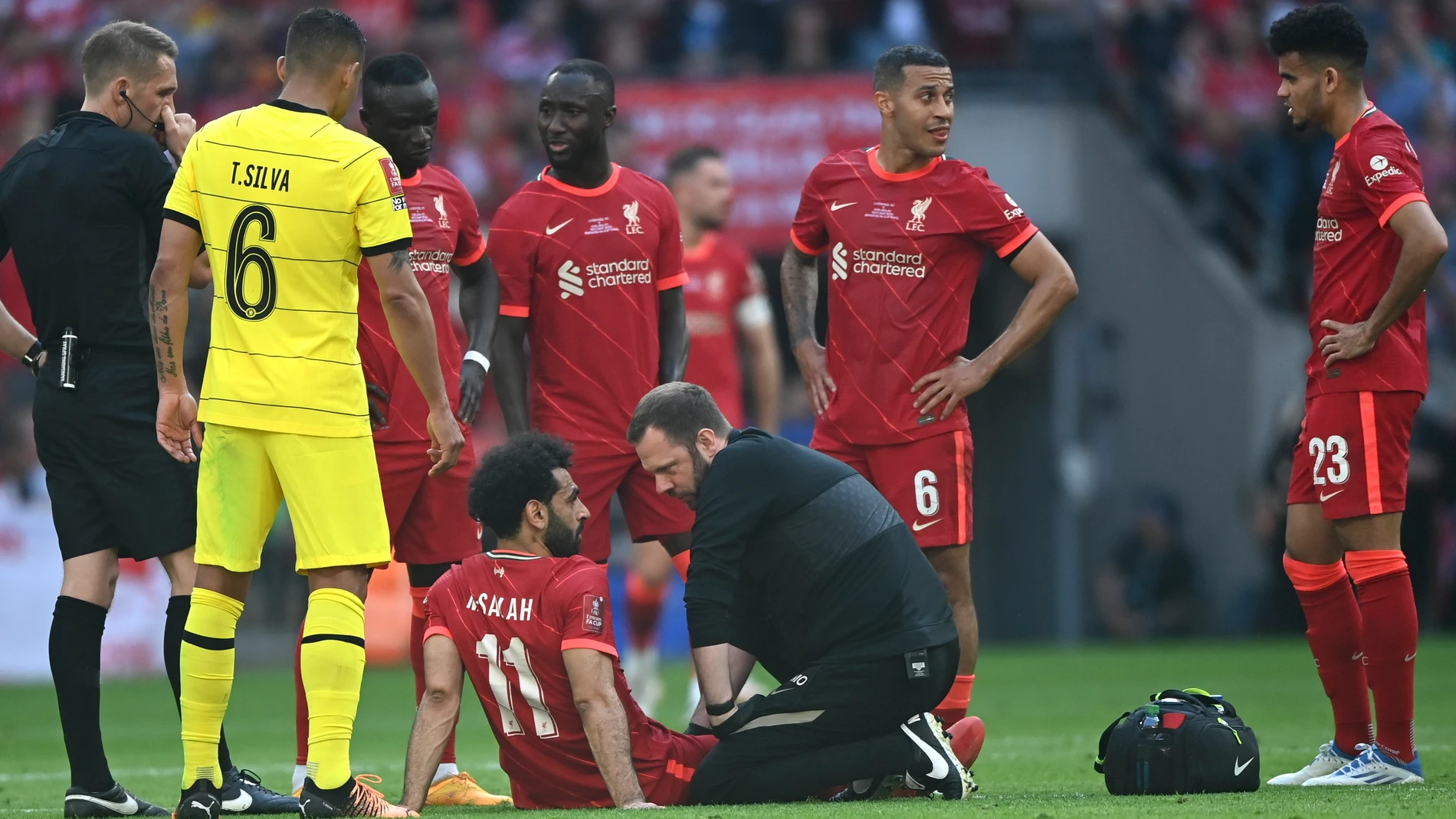 Salah, el delantero del Liverpool, lesionado