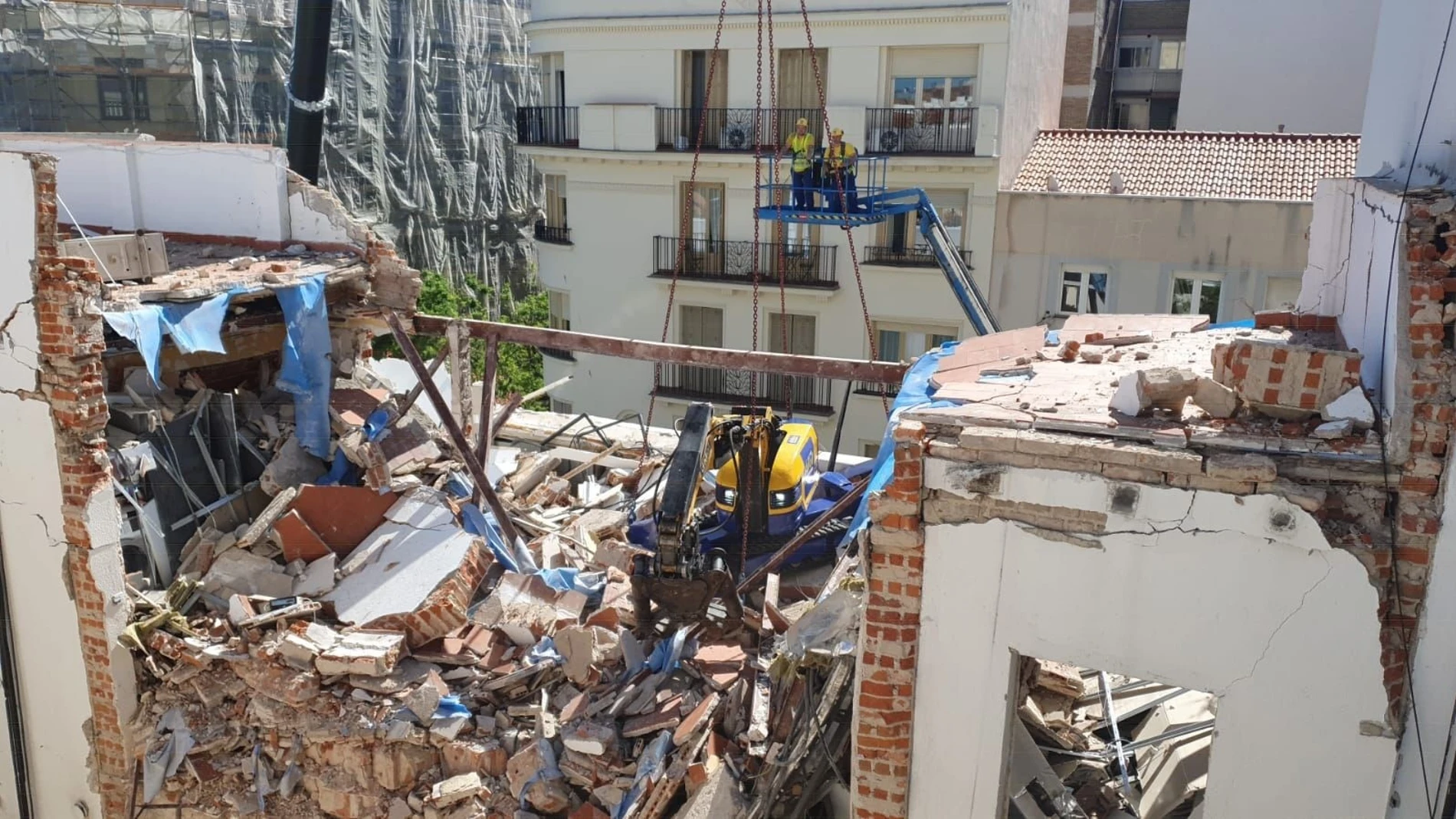 Estado de las primeras plantas del edificio que explotó el 6 de mayo en la calle General Pardiñas de Madrid AYUN 17/05/2022